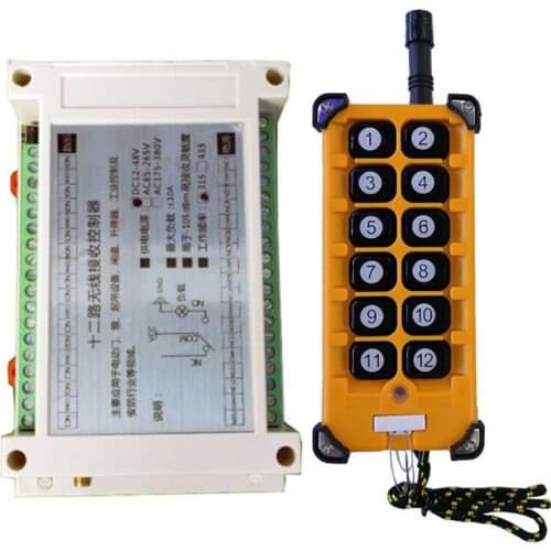 3000m DC 12V 24V 36V 48V 12CH Radio Controller RF Wireless Remote Control Overhead travelling crane System Receiver+Transmitter