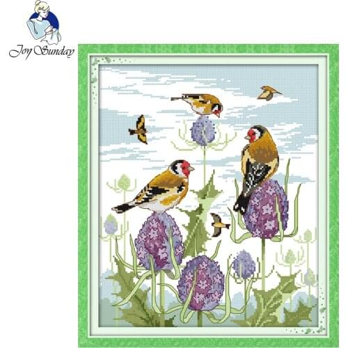 Joy Sunday The Happy Get-together Birds Modern Hand-embroidered Needlework Embroidery Stamped Counted Cross Stitch Home Decor