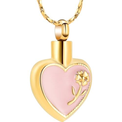 Rose Flower Heart Cremation Jewelry Urn Necklaces for Ashes, Cremation Ash Jewelry Memorial Pendants for Human Pets Ashes