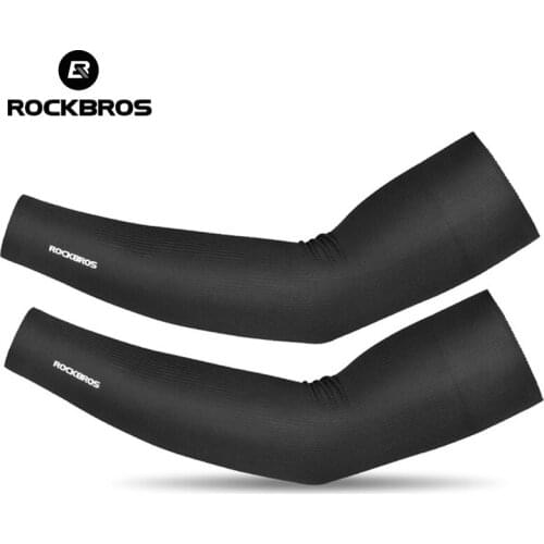 ROCKBROS Sun Protection Cycling Arm Sleeves Compression Ice Silk Anti-UV Seamless Sleeves Running Basketball Sleeves Arm Warmer