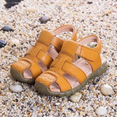 Summer boys shoes Children Sandals Child Summer Beach Casual Walking genuine leather Sandals Shoes kids flat heels shoes outwear