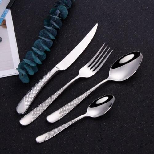 Silver Dinnerware Set Stainless Steel Knife Fork Spoon Tea Spoon Cutlery Set Home Kitchen Tableware Silverware Set Dropshipping