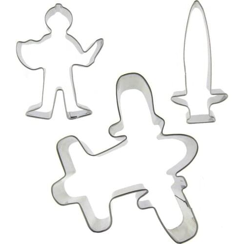 Soldiers, Long sword, Bomber shaped 3 piece biscuit cutting molds, baking tools, cake decorating soft candy tools