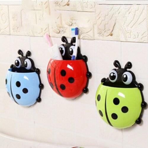Cute Cartoon Seven-Star Ladybug Sucker Toothbrush Toothpaste Storage Rack Lovely Cartoon Shape Household Children Brush Shelves