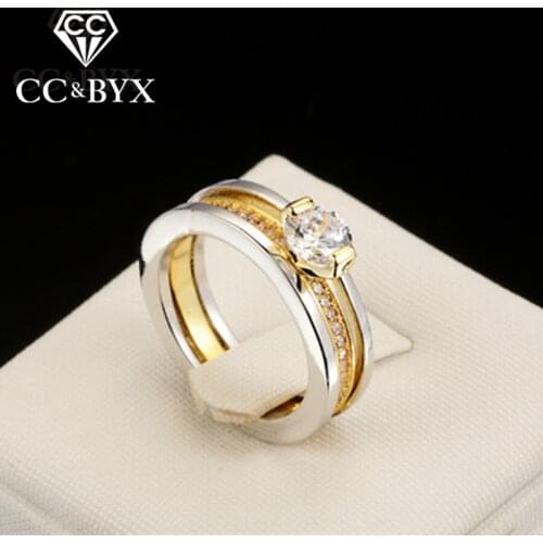 CC Vintage Jewelry Engagement Rings For Women Yellow Gold-Color Wedding Romantic Ring 2017 Bijoux Femme Drop Shipping CC1214