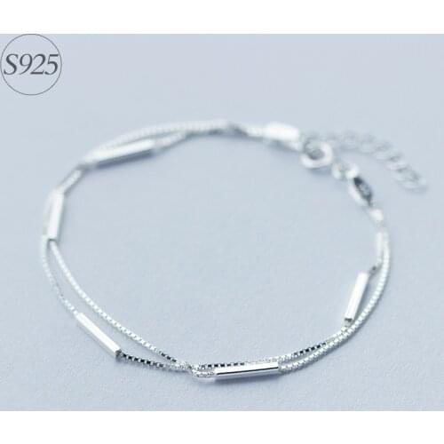 Modian New Arrive Simple Fashion 925 Sterling Silver Geometric Stick Bracelet for Women Snake Bone Chain Fine Jewelry Girl Gift