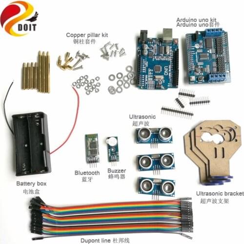 1 Set Bluetooth Control 3-way Ultrasonic Obstacle Avoidance Arduino Car Kit for Robot Chassis with Arduino UNO R3