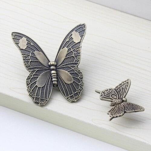 1 Piece Of Antique Bronze Butterfly-Shaped Handle Retro Zinc Alloy Single Handle Drawer Cabinet Cupboard Door Handle Hardware