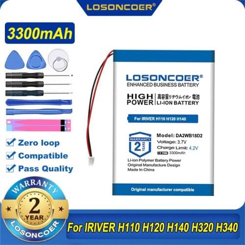 100% Original LOSONCOER 2500mAh Battery For IRIVER H110 H120 H140 H320 H340 Player DA2WB18D2 PMPIRH1 DA2W