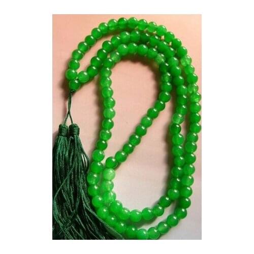 108 Green Jades Bead Tibet Buddhist Prayer Necklace Mala Fashion