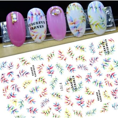 3D Nail Sticker Decals Self-adhesive Stickers for Nails Colorful Leaves Grass Design Stickers for Manicure Nail Art Decoration