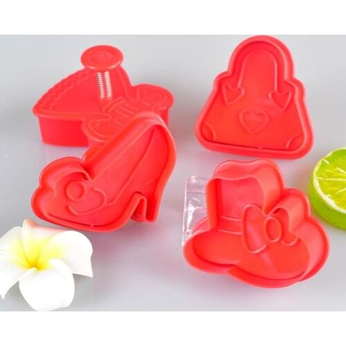 4PCS Short skirt Bag High Heels Cookie Cutters Cake Decorating Tools DIY Cookie Molds Stamper Baking Accessories For kitchen