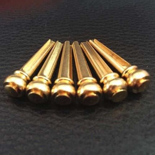 6Pcs/set Golden Black Copper Acoustic Guitar Brass Bridge Pins Custom String Metal Nails Guitar Accessories Parts