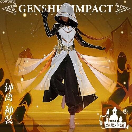 Anime! Genshin Impact Zhongli Morax God Suit Gorgeous Uniform Cosplay Costume Halloween Carnival Party Outfit For Men 2021 NEW