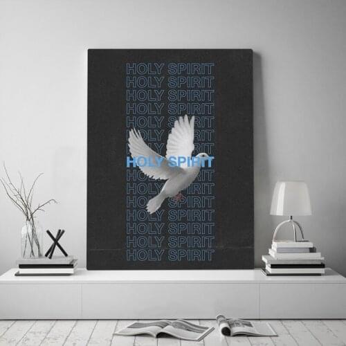 White dove Holy Spirit modern Framed Canvas poster Painting wall Art decor Living room Study Home Wooden Frame Decoration Prints