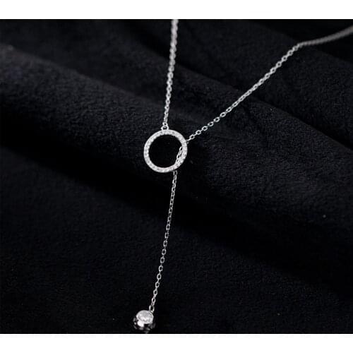 Solid 925 Sterling Silver Chains Necklaces for Women Teen Girls Y Adjustable Ball Crystal Jewelry Ladies Gifts 2021 Wholesale