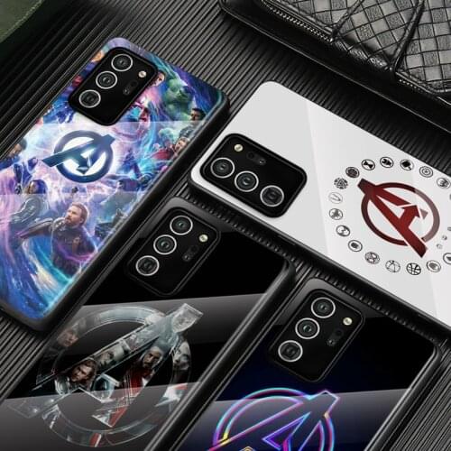 Tempered Glass Cover Marvel Avengers Logo For Samsung Galaxy S20 FE S10e S10 S9 S8 Ultra Plus Lite Plus 5G Phone Case