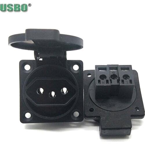 Black 20A Multifunction 2P+E Brazil 50*50mm Outdoor Industry Waterproof Cover AC Power Panel Outlet Wired Receptacle Socket