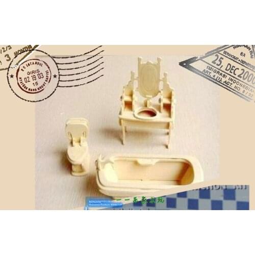 3D Wooden DIY Childrens Educational Puzzle Cabinet Model Bathroom House Dolls Pretend Play Furniture Mini Toys Household