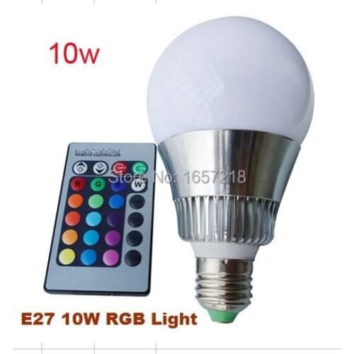 E27 3W/10W LED RGB Light Bulb Lamp Spotlight Colorful lights 16 Colors Changing + 24key IR Remote Controller Magic Lighting 1PCS