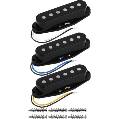 FLEOR Vintage Alnico 5 Pickup Electric Guitar Pickup Single Coil Neck/Middle/Bridge Pickup Set Black Guitar Parts