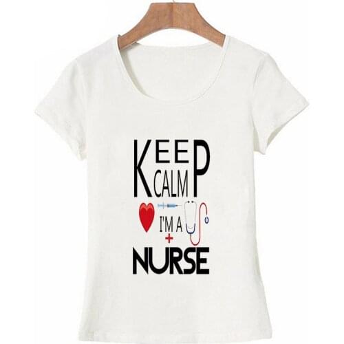 Keep calm nurse female t-shirt summer I am a nurse printed t-shirt casual ladies t-shirt Harajuku graphic t-shirt