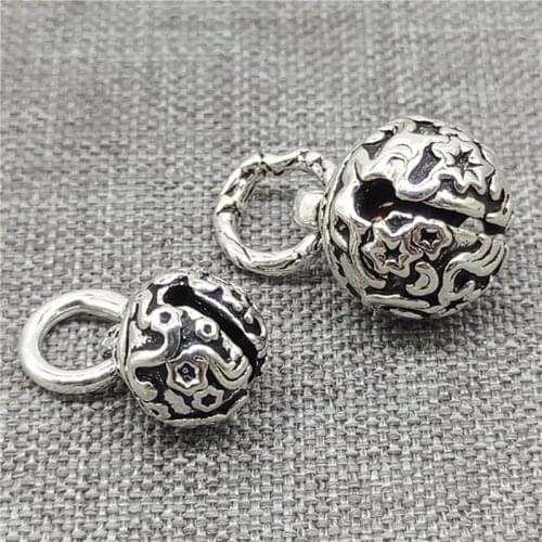 2 Pieces of 925 Sterling Silver Star Jingle Bell Charms