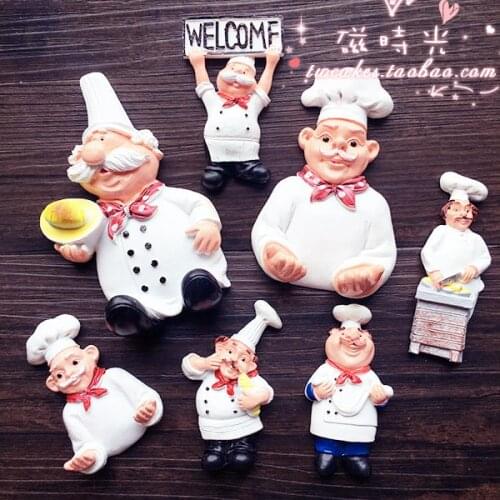Creative Euramerican Style Chef Cook Bread Refrigerator Magnet 3D Fridge Magnet Sticker Kitchen Kitchen Decoration Accessories