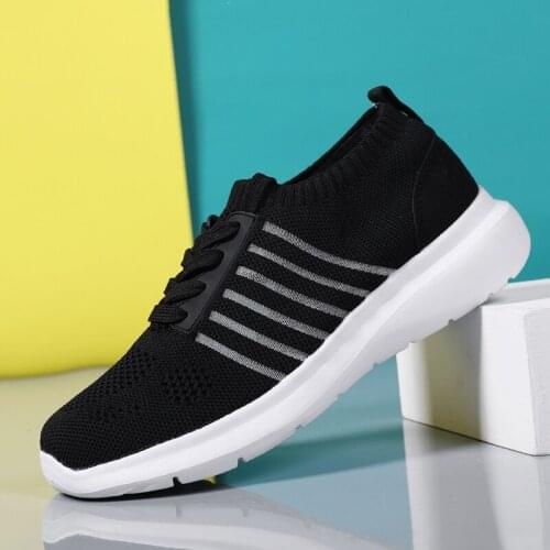 Womens shoes casual fashion summer breathable sneakers running fly woven mesh comfortable elastic non-slip vulcanized shoes