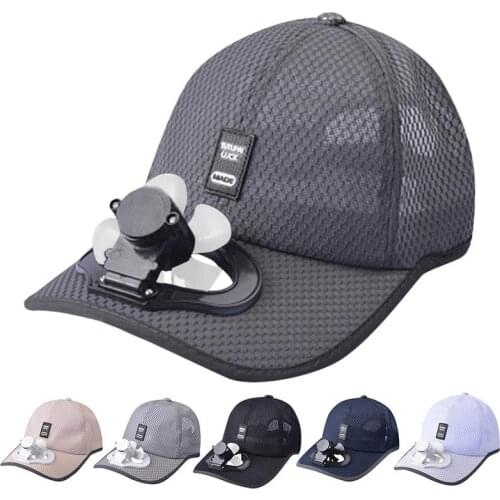Summer USB Charging Fan Baseball Cap Unisex Sport Golf Hat Adjustable Fan Cooling Hat for Outdoor Camping Hiking Fishing Hats