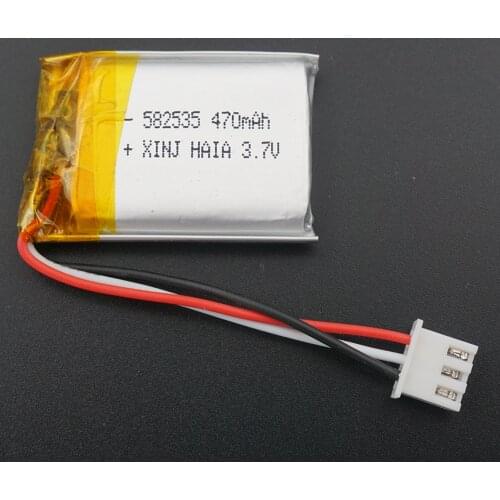XINJ 3.7V 470mAh lithium polymer Rechargeable battery li po cell 582535 3pin JST 2.54mm plug For DIY GPS Sat Nav Camera Drivin