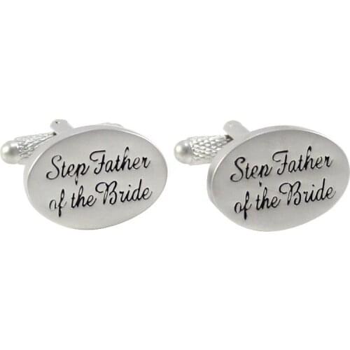 Matte Silver Tone Wedding Cufflinks Step Father Of The Bride Cuff Links Grand Father Cufflinks Wedding Gifts Cuff Links