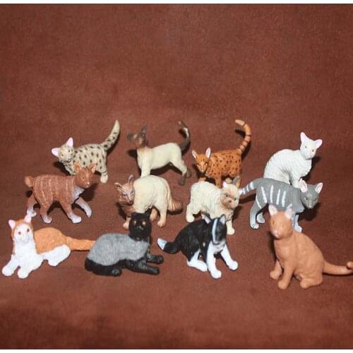 Simulation Pet Small Animal Cats Model Cute Mini Egyptian Mau Turkish Angora Abyssinian Miniatures Action Figure Figurines Toys