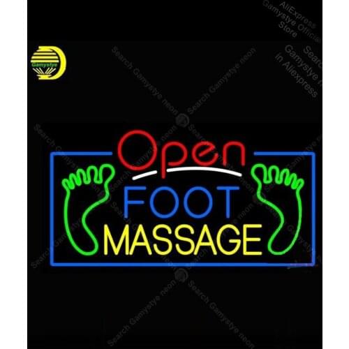 Open Foot Massage Neon Bulbs sign Neon sign Restaurant Handcraft health Lamp Basketball Team Sign Lighting Duty LED Light Impact