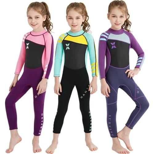 2.5MM neoprene Wetsuit girls diving suit thick Cold-proof Sun-proof wetsuit one-piece set children Surfing snorkeling swimwear