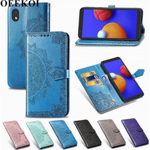 OEEKOL Datura Flower Flip Cover PU Leather Wallet Case for Samsung Galaxy A01 Core