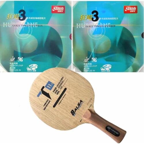 Pro Table Tennis/ PingPong Combo Racket: Galaxy YINHE T-11+ T11S with 2x DHS NEO Hurricane 3 Long Shakehand-FL