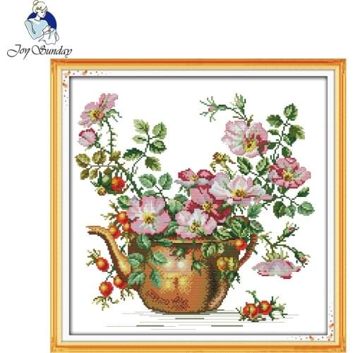 Joy Sunday floral style The pottery vase cheap cross stitch kits sale handcraft online stores for sitting room decoration