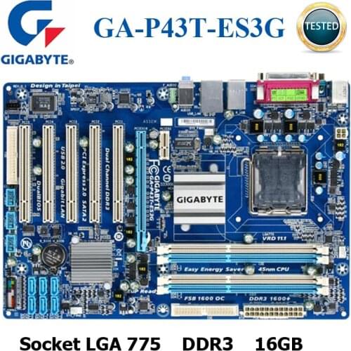 Socket LGA 775 Gigabyte GA-P43T-ES3G DDR3 16GB SATA II Original motherboard LGA 775 ATX Desktop Mainboard P43 T ES3G DDR3