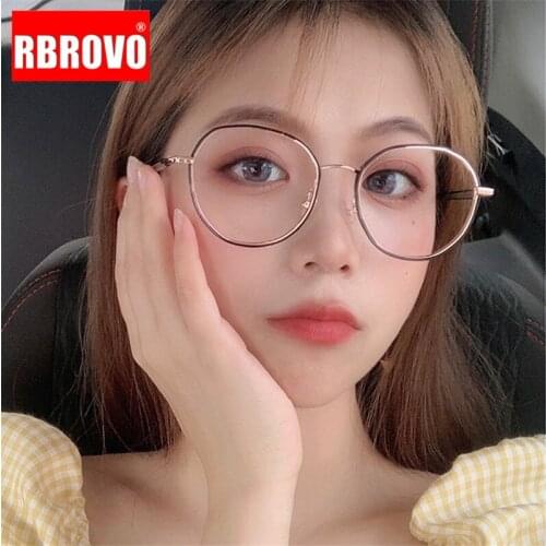 RBROVO 2021 Retro Glasses Frame Women Anti-blue light Spectacle Frames Round Eyeglasses Frame Women Vintage Optical Frame Female