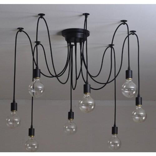 Retro Spider Chandelier Lamp American Country Edison Pendant Light Classic 6-16 head E27/E26 Adjustable DIY Vintage Ceiling Lamp