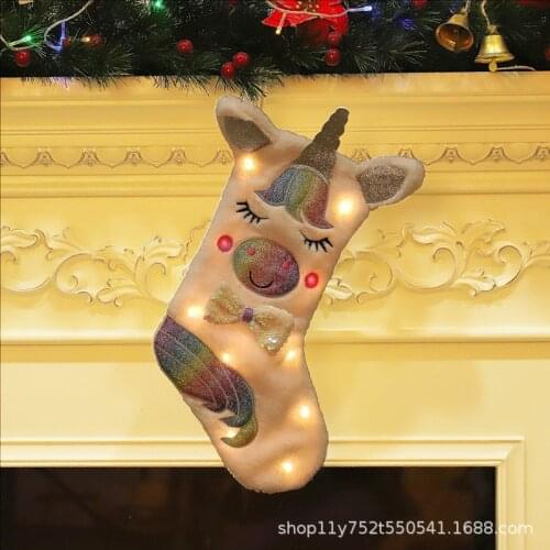Christmas Stockings Socks Santa Unicorn Sock Printing Xmas Candy Gift Bag Fireplace Xmas Tree Decoration New Year Christmas Gift