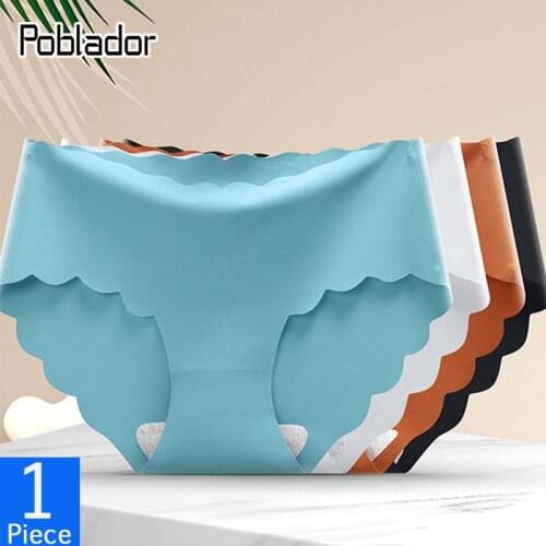 Poblador 2021 New Sexy Womens Silk Panties Underwear Seamless Sport Briefs Low Waist Female Fashion Panty Comfort Lady Lingerie
