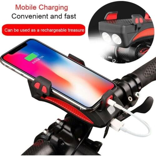 Bike light usb rechargeable flashlight multifunction Bicycle Headlight LED Cycling Speaker Phone Holder powerful light#4