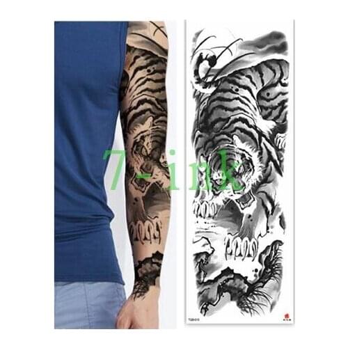 Waterproof Tattoos Sticker Full Arm Ink painting tiger moon tattoo Water Transfer flash tatoo fake tattoo for men women