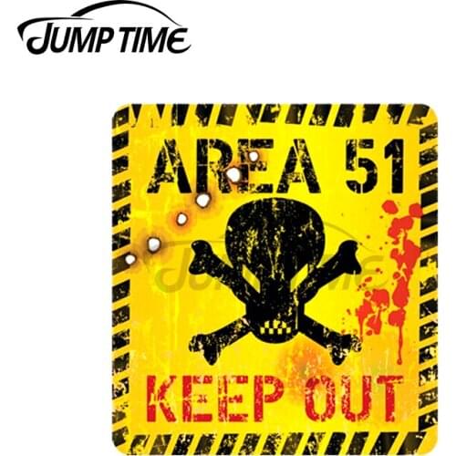 Jump Time 13 x 13cm For Area51 Keepout Car Stickers Refrigerator Windshield Decal Cartoon Surfboard Car Assessoires