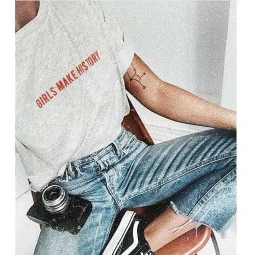 GIRLS MAKE HISTORY red letters Print Women T shirt Cotton Casual Funny Shirt For Lady Top Tee Tumblr Hipster Drop Ship NEW-8