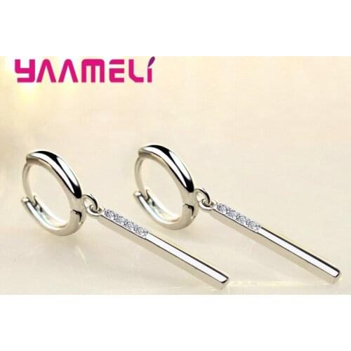 925 Sterling Silver Statement Drop Earrings For Women Girls 2020 Trend CZ Crystal Valentines Day Gifts Fashion Jewelry Wholesale