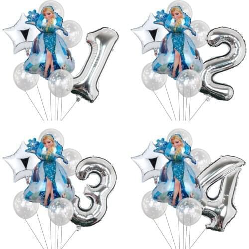1set Disney Frozen Princess Elsa Confetti Balloons 32inch Number Baby Shower Birthday Party Decoration Balloons Kids Toys Gifts