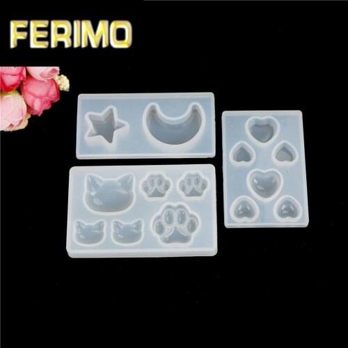 1pcs New Creative Resin Jewelry Mold Diy silicone crystal Cat face Cats claw Moon Stars heart And Other Shapes